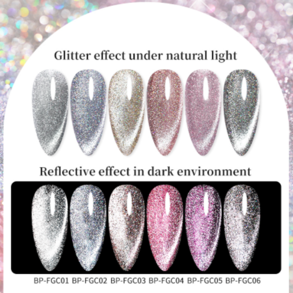 BORN PRETTY Reflective Glitter Cat Magnetic Gel Soak Off UV Gel